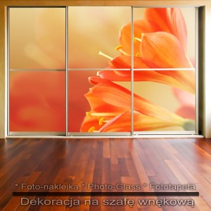 Pomarańczowe kwiaty - dekoracja na szafę