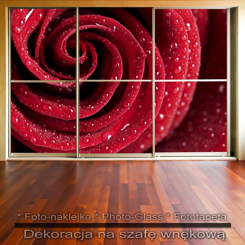 Czerwona róża - dekoracja na szafę