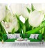 Aranżacja salonu z fototapetą białe tulipany
