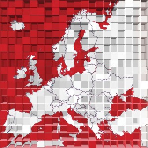 Fototapeta czerwona mapa Europy