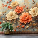 Malowane Kwiaty - Fototapeta