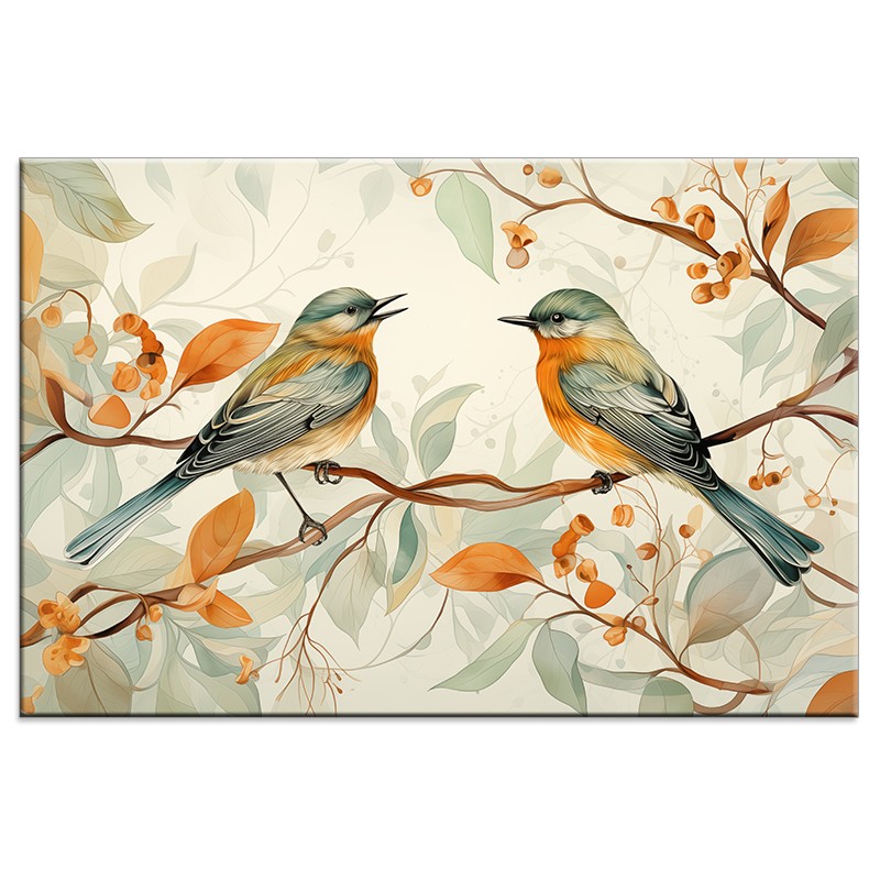 Ptaki na Gałęzi - Obraz na płótnie nr 10071