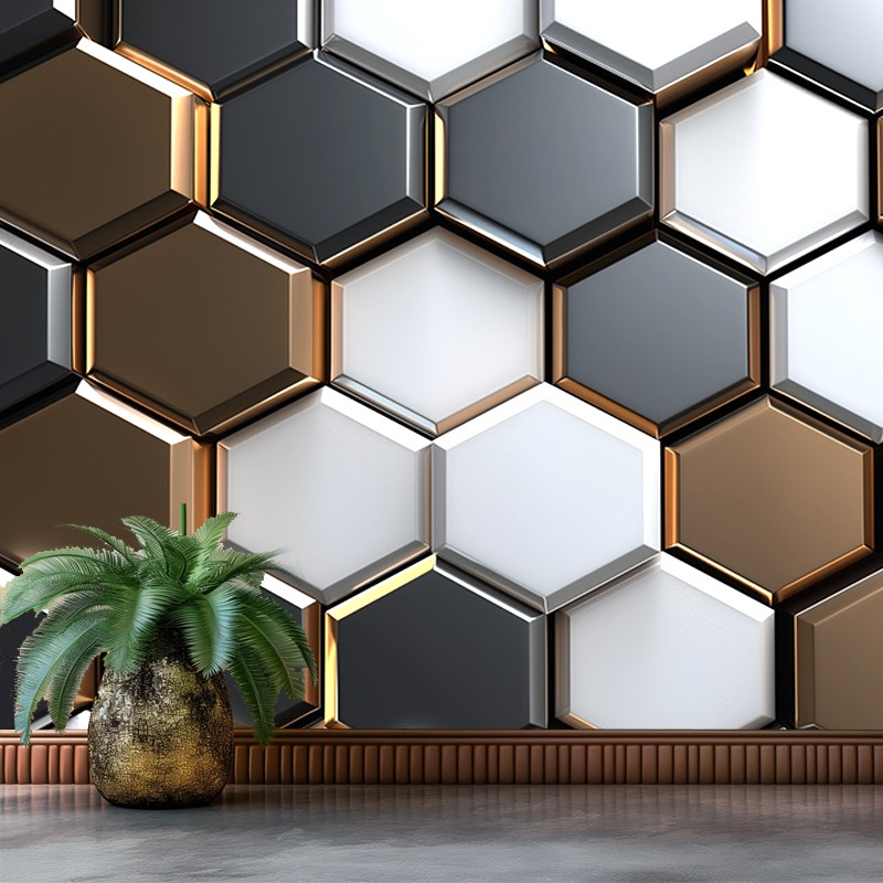 Fototapeta Mozaika Miedzianej Geometrii