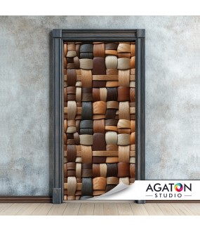 Plecione Drewno - Okleina na drzwi - nr N-80104