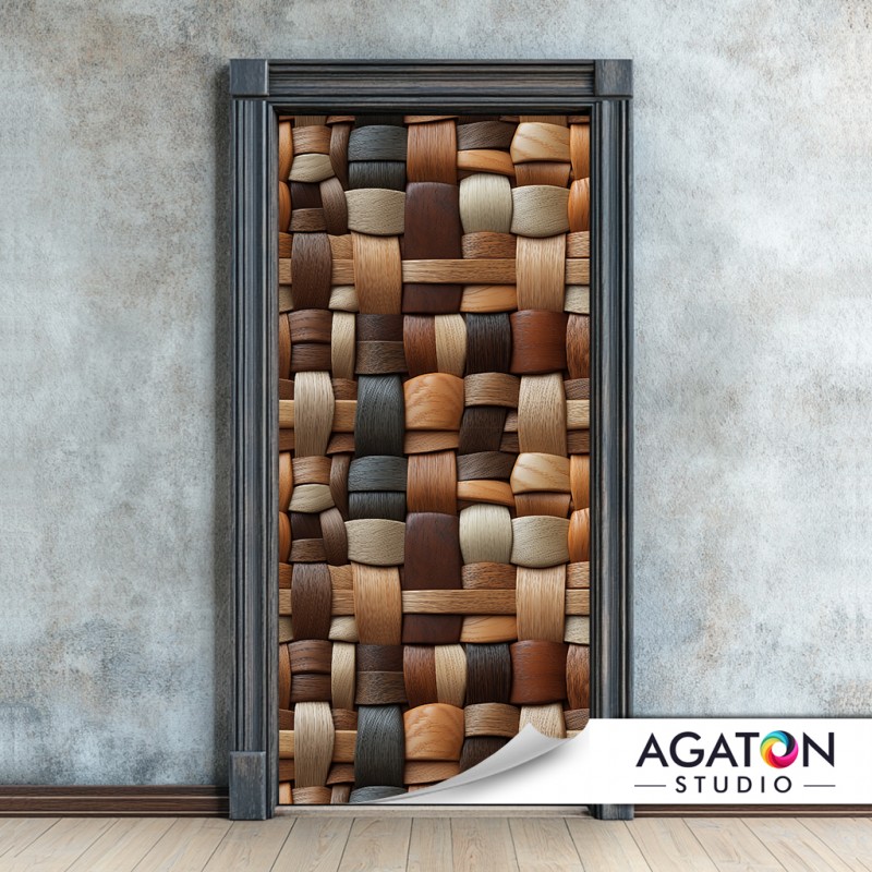 Plecione Drewno - Okleina na drzwi - nr N-80104