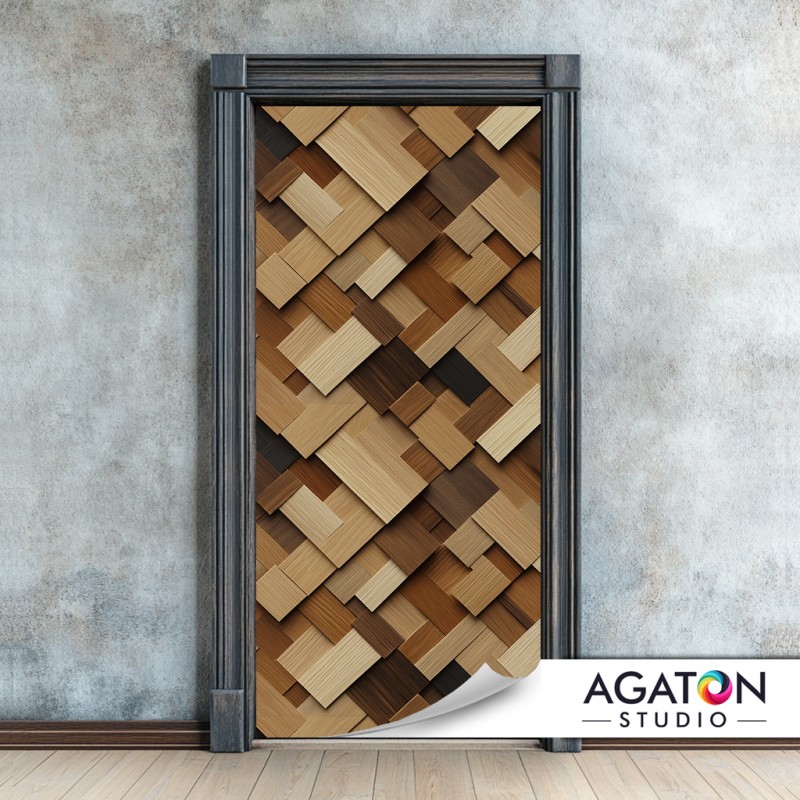 Mozaika Listewek - Naklejka na drzwi - nr N-80105