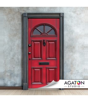 Angielskie Drzwi w Czerwieni - Naklejka - nr N-80107