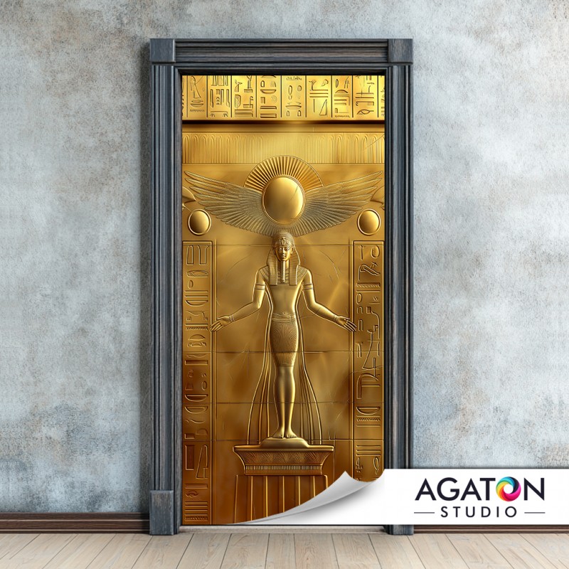 Egipt Złoty Relief | Naklejka na drzwi nr N-80110