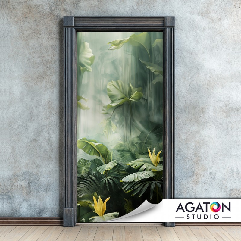 Dżungla w Akwareli | Naklejka na drzwi nr N-80113