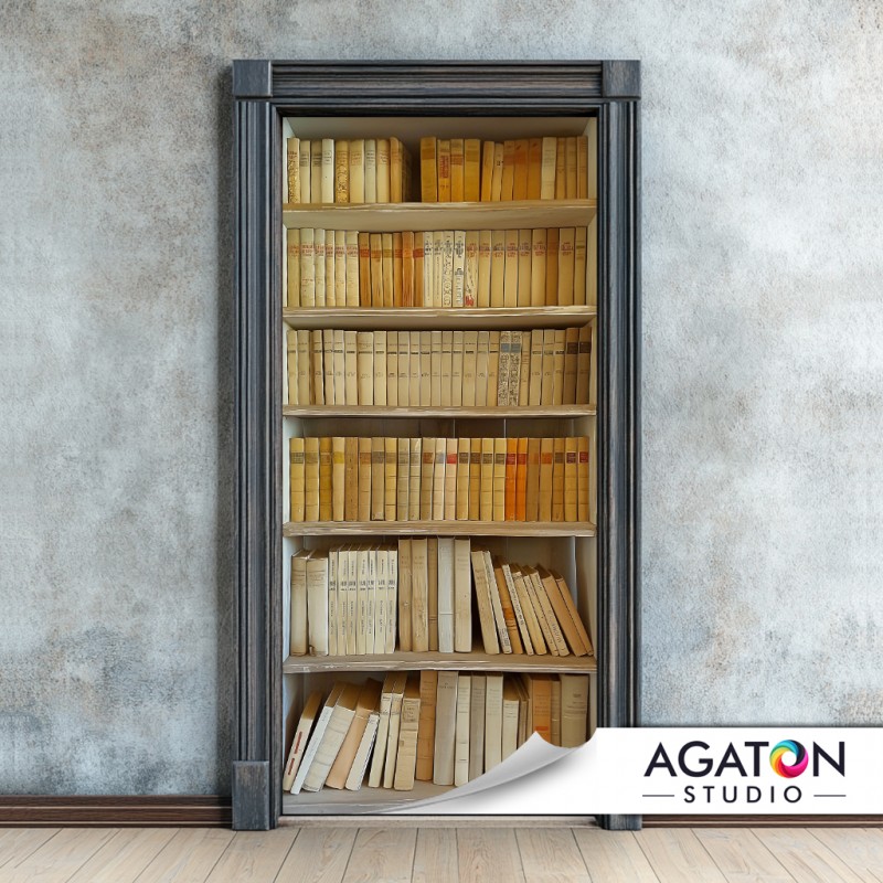 Biblioteczka z Książkami | Naklejka na drzwi nr N-80120