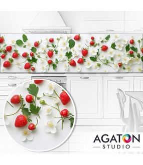 Truskawki - naklejka do kuchni między szafki