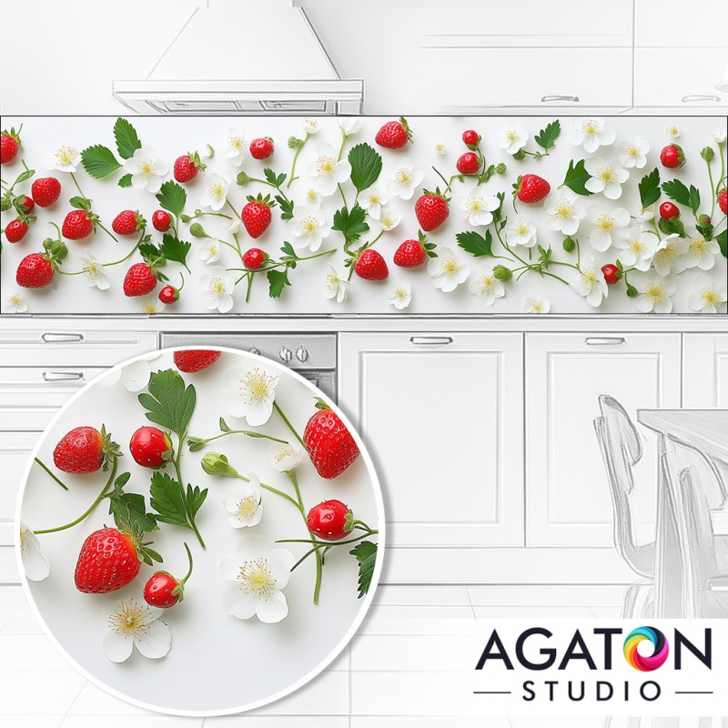 Truskawki - naklejka do kuchni między szafki