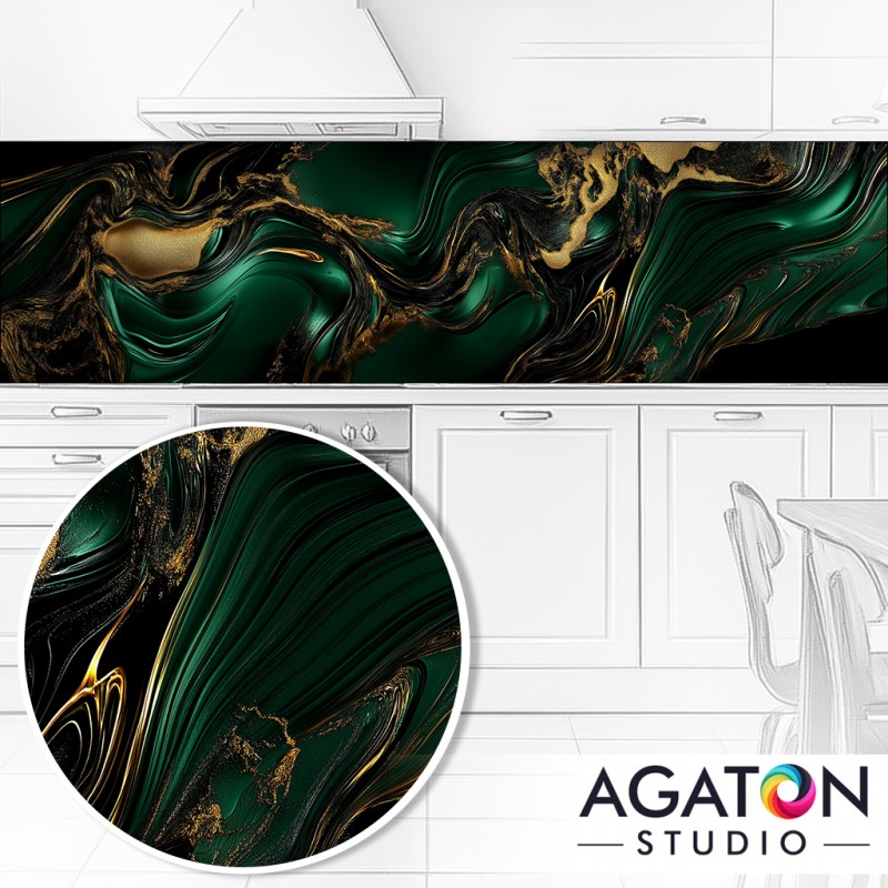 Czarno Złote Marzenie - Fototapeta do kuchni między szafki