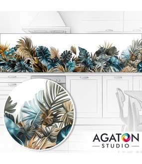 Tropikalne Liście - Naklejka do kuchni między szafki