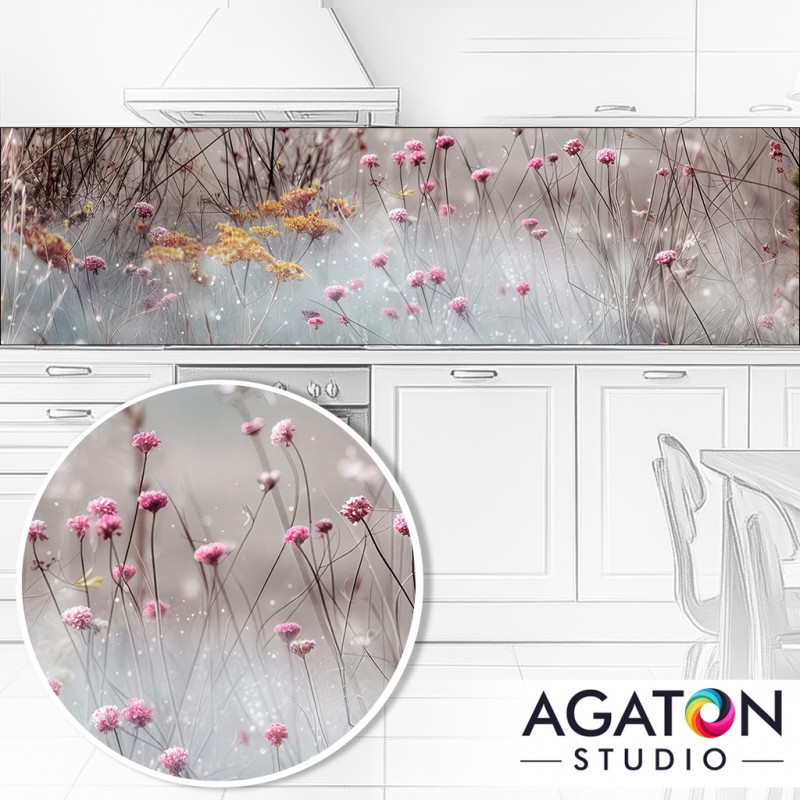 Łąka o Świcie - Naklejka Kuchenna między szafki