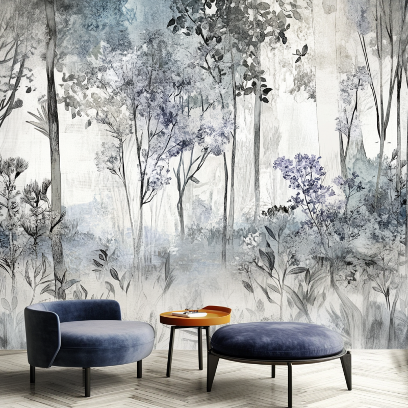 Niebieski Las - Fototapeta