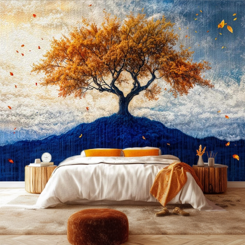 Fototapeta złote drzewo - piękna fototapeta do sypialni