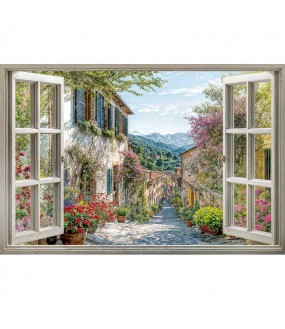 Fototapeta z Widokiem na Włoską Uliczkę przez Otwarte Okno