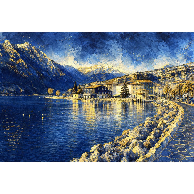 fototapeta Złoty krajobraz Alp nad Gardą