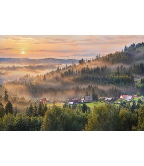 Wiejski krajobraz Istebnej - fototapeta
