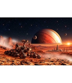 Łazik Marsjański w Kosmicznej SF - Fototapeta