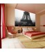 Wieża Eiffla - czarno biała fototapeta w czerwonej sypialni