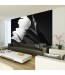 Aranżacja salonu ze skórzaną sofą - fototapeta na ścianę szare tulipany