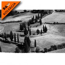 Tapeta czarno biała - krajobraz Toscanii