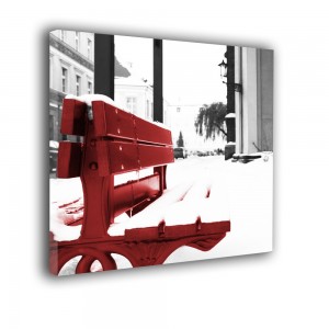 Ozdoba ściany w formie obrazu czerwona ławeczka nr 2102