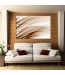 Ozdoba ściany w formie obrazu abstrakcyjny - brązowe paseczki - aranżacja w salonie