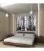 Czarno biały obraz dekoracyjny sypialni z brzozami