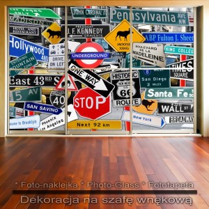 Znaki drogowe - dekoracja na szafę