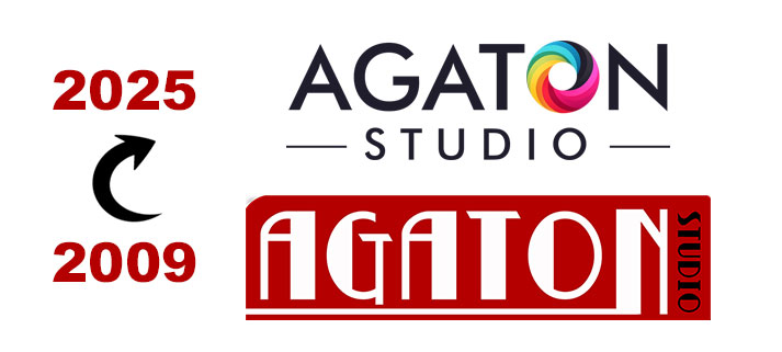 Logo Agaton Studio kiedyś i dziś