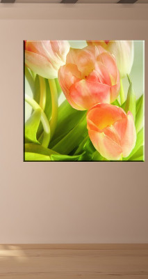 Widok różowych Tulipanów na obrazie